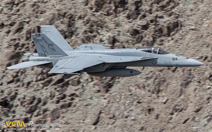 F/A-18E Hornet low-level through Rainbow Canyon