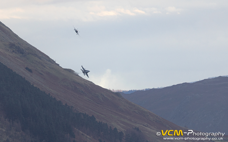 Swiss F/A-18C Hornets low-level in the Lake District