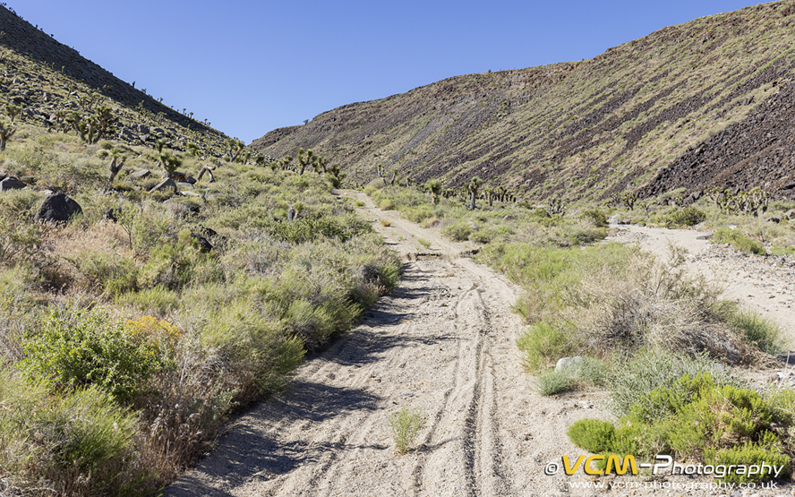 Section of desert track in the Coso Range leading to the wreckage of the F-4J Phantoms